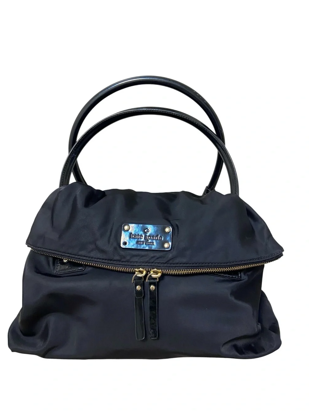 kate spade Black Nylon Dual-Handle Shoulder Bag with Gold Hardware